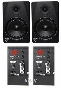 Pair Rockville DPM8B 8 2-Way 300W Black Active/Powered Studio Monitor Speaker