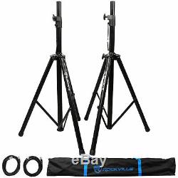 Pair Rockville RPG12 12 1600w Powered PA/DJ Speakers + 2 Stands + 2 Cables+Bag