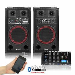 Pair SPB-10 Powered Party Speakers Vexus Bluetooth MP3 SD USB Mixer 600W