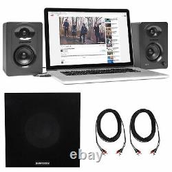 Pair Samson M30 3 Powered Studio Monitor Speakers+Powered 10 Subwoofer Sub