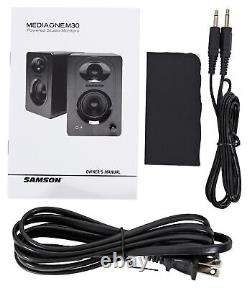 Pair Samson M30 3 Powered Studio Monitor Speakers+Stands+Powered 10 Subwoofer