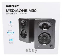 Pair Samson M30 3 Powered Studio Monitor Speakers+Stands+Powered 10 Subwoofer