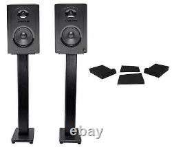 Pair Samson M50 5 Powered Studio Reference Monitors+Speaker Stands+Iso Pads