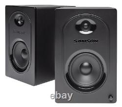 Pair Samson M50 5 Powered Studio Reference Monitors+Speaker Stands+Iso Pads