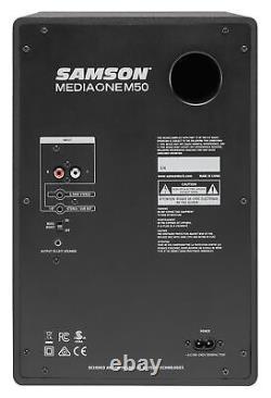 Pair Samson M50 5 Powered Studio Reference Monitors+Speaker Stands+Iso Pads