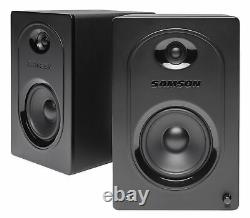 Pair Samson M50 5 Powered Studio Reference Monitors Speakers+Stands+Pads
