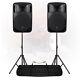 Pair Studiomaster Drive 15A/6A 15 Active Powered PA Speakers with Stands