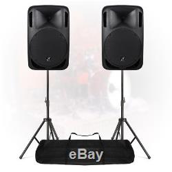 Pair Studiomaster Drive 15A/6A 15 Active Powered PA Speakers with Stands