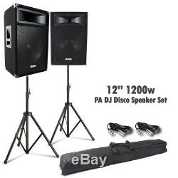 Pair VX 15 Active PA Speakers with Stands 1200w Powered for Karaoke DJ System