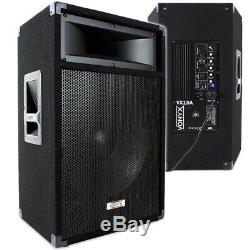Pair VX 15 Active PA Speakers with Stands 1200w Powered for Karaoke DJ System