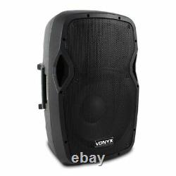 Pair Vonyx 12 Active Powered DJ PA Speakers & Bluetooth MP3 SD USB Mixer 1200W