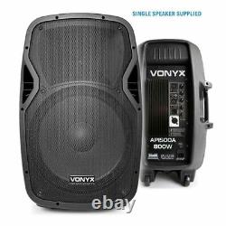 Pair Vonyx 15 Active Powered DJ PA Speakers & Bluetooth MP3 SD USB Mixer 1600W