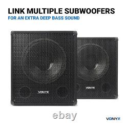 Pair Vonyx 18 Active Powered Subwoofers Bass Bins PA Speakers 2000W SSC2880