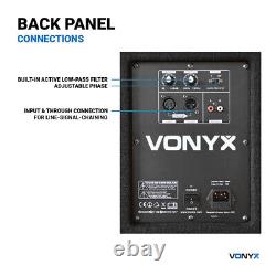 Pair Vonyx 18 Active Powered Subwoofers Bass Bins PA Speakers 2000W SSC2880