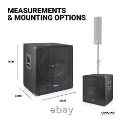 Pair Vonyx 18 Active Powered Subwoofers Bass Bins PA Speakers 2000W SSC2880