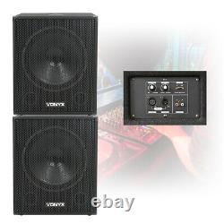 Pair Vonyx 18 Active Powered Subwoofers Bass Bins PA Speakers 2000W UK Stock