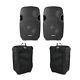 Pair Vonyx AP800A Active Powered Speakers 8 400W & Gearsak Accessory Carry Bag