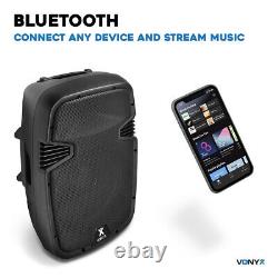 Pair Vonyx Active Powered DJ PA Speakers Wireless Bluetooth 12 1200W SSC2748