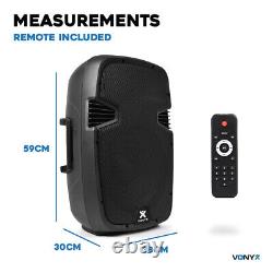 Pair Vonyx Active Powered DJ PA Speakers Wireless Bluetooth 12 1200W SSC2748