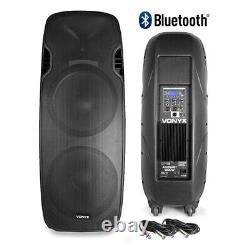 Pair Vonyx Active Powered Dual 15 Bluetooth DJ Disco PA Speakers Cables 1400W