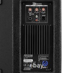 Pair of 10 Active PA DJ Speakers, 2-Way Loudspeakers with Stands PDY210A
