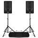 Pair of 12 Active Powered PA Speakers with Bluetooth MP3 DJ with Stands 1200w