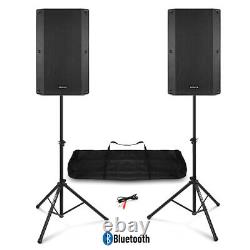 Pair of 12 Active Powered PA Speakers with Stands VSA120S DJ System