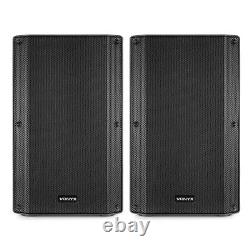 Pair of 12 Active Powered PA Speakers with Stands VSA120S DJ System