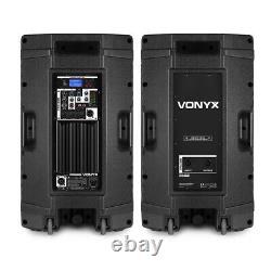 Pair of 12 Active Powered PA Speakers with Stands VSA120S DJ System