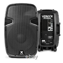 Pair of 12 Active Powered Speakers Mobile DJ Karaoke PA Set 1200W UK Stock
