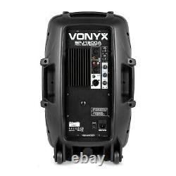 Pair of 12 Active Powered Speakers Mobile DJ Karaoke PA Set 1200W UK Stock