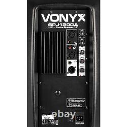 Pair of 12 Active Powered Speakers Mobile DJ Karaoke PA Set 1200W UK Stock