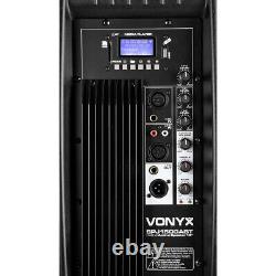 Pair of 15 Active PA Speakers with Stands & Bags SPJ1500ABT Powered DJ System