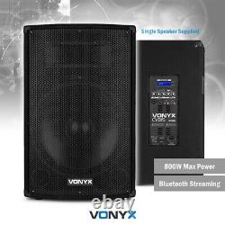 Pair of 15 Active Powered PA Speakers with Bluetooth USB MP3 DJ Stage 1600w