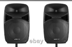 Pair of Active 15 Inch DJ Disco Speakers, Bluetooth with Cables 1600 Watt Power
