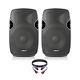 Pair of Active Powered 10 Mobile DJ PA Disco Speakers with Cables 800 Watts