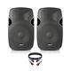 Pair of Active Powered 10 Mobile DJ PA Disco Speakers with Cables 800 Watts