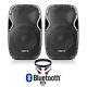 Pair of Active Powered 12 Bluetooth DJ PA Disco Speakers with Cables 1200 Watts