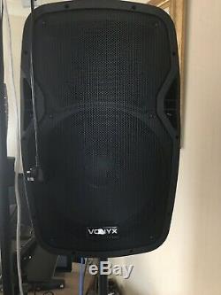 Pair of Active Powered 15 Bluetooth DJ PA Disco Speakers with Cables 1600 Watts