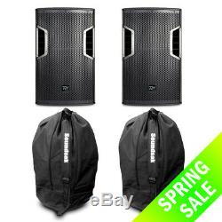 Pair of Active Powered DJ Speakers Bi-Amp 12 Driver Sub 800W Carry Bags