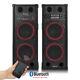 Pair of Double 10 Active Powered Bluetooth Speakers USB PA House Party Karaoke