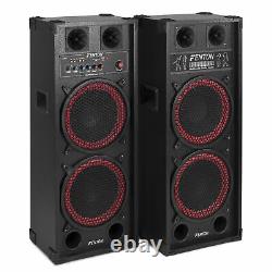 Pair of Double 10 Active Powered Bluetooth Speakers USB PA House Party Karaoke