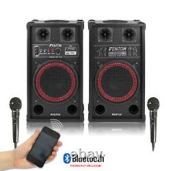 Pair of Fenton 10 Powered Bluetooth Speakers + 2x Wired Handheld Mics 600W