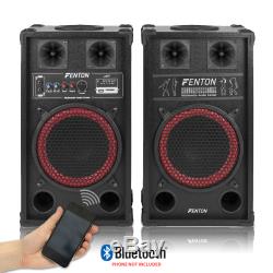 Pair of Fenton 10 Powered Bluetooth Speakers + 2x Wired Handheld Mics 600W