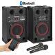 Pair of Fenton 8 Powered Bluetooth Speakers with Wired Handheld Mics 400W UK