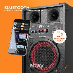 Pair of Fenton 8 Powered Bluetooth Speakers with Wired Handheld Mics 400W UK