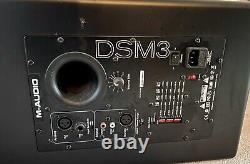 Pair of M-Audio DSM3 Powered Monitor with speaker stands and rack mount mixer
