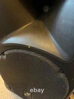 Pair of Studiomaster Drive 12a powered speakers and stands. Collection Only