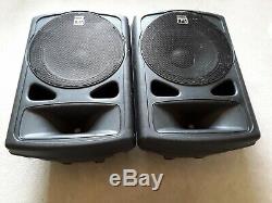 Pair of Studiomaster VPX 15 Active speakers powered PA band stage monitor used