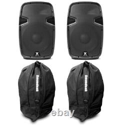 Pair of Vonyx SPJ1200ABT 12 Active Powered Speakers with Bluetooth & Bags 1200W